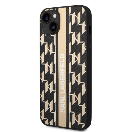 Husa iPhone 15 Plus / iPhone 14 Plus - Karl Lagerfeld Hardcase Monogram (KLHCP14MPGKLSKW) - Brown Stripe