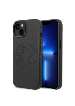 Husa iPhone 15 Plus / iPhone 14 Plus - Karl Lagerfeld Hardcase Leather Perforated (KLHCP14MFWHK) - Black