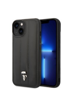 Husa iPhone 15 Plus / iPhone 14 Plus - Karl Lagerfeld Hardcase Leather Puffy (KLHCP14MPSQPK) - Ikonik Pin