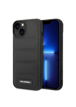 Husa iPhone 15 Plus / iPhone 14 Plus - Karl Lagerfeld Hardcase Leather Puffy (KLHCP14MPSQAK) - Elongated Logo