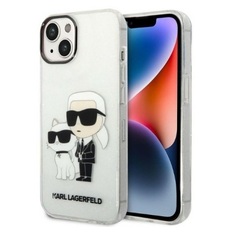 Husa pentru iPhone 15 Plus / iPhone 14 Plus - Karl Lagerfeld Hardcase Glitter (KLHCP14MHNKCTGT) - Transparent KarlandChoupette