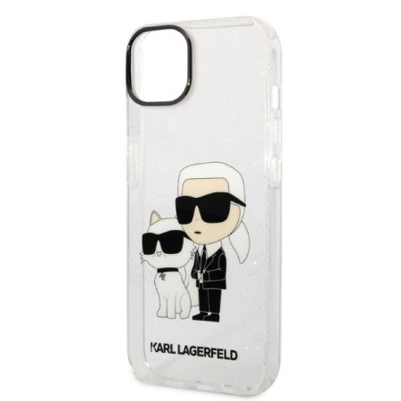 Husa pentru iPhone 15 Plus / iPhone 14 Plus - Karl Lagerfeld Hardcase Glitter (KLHCP14MHNKCTGT) - Transparent KarlandChoupette