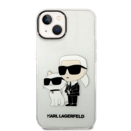 Husa pentru iPhone 15 Plus / iPhone 14 Plus - Karl Lagerfeld Hardcase Glitter (KLHCP14MHNKCTGT) - Transparent KarlandChoupette