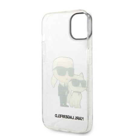 Husa pentru iPhone 15 Plus / iPhone 14 Plus - Karl Lagerfeld Hardcase Glitter (KLHCP14MHNKCTGT) - Transparent KarlandChoupette