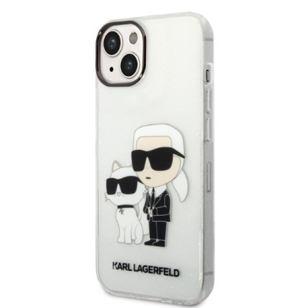 Husa pentru iPhone 15 Plus / iPhone 14 Plus - Karl Lagerfeld Hardcase Glitter (KLHCP14MHNKCTGT) - Transparent KarlandChoupette