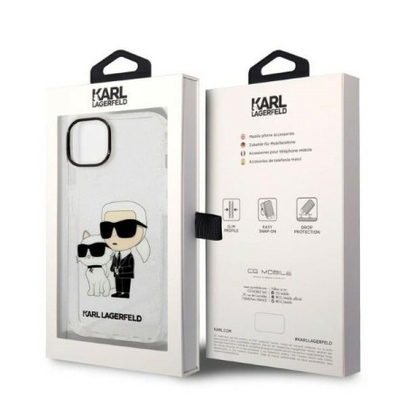 Husa pentru iPhone 15 Plus / iPhone 14 Plus - Karl Lagerfeld Hardcase Glitter (KLHCP14MHNKCTGT) - Transparent KarlandChoupette