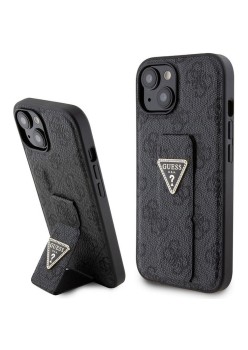 Husa pentru iPhone 15 / iPhone 14 / iPhone 13 - Guess Grip Stand 4G Triangle Strass (GUHCP15SPGS4TDK) - Black