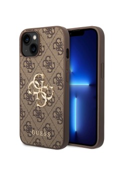 Husa pentru iPhone 15 / iPhone 14 / iPhone 13 - Guess Hardcase 4G Big Metal Logo (GUHCP15S4GMGBR) - Brown