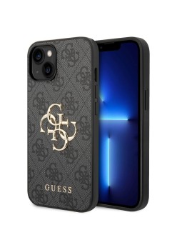 Husa pentru iPhone 15 Plus / iPhone 14 Plus - Guess Hardcase 4G Big Metal Logo (GUHCP15M4GMGGR) - Grey