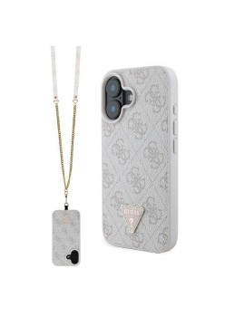 Husa pentru iPhone 16 - Guess Leather Metal Logo Strass Crossbody (GUHCP16SP4TDSCPP) - Pink