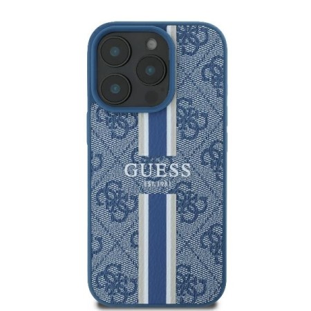 Husa pentru iPhone 16 Pro - Guess Hardcase 4G Printed Stripes MagSafe (GUHMP16LP4RPSB) - Blue