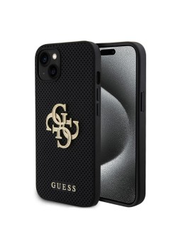 Husa pentru iPhone 15 / iPhone 14 / iPhone 13 - Guess Leather Perforated 4G (GUHCP15SPSP4LGK) - Black