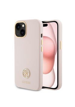 Husa pentru iPhone 15 / iPhone 14 / iPhone 13 - Guess Silicone Logo Strass 4G (GUHCP15SM4DGPP) - Light Pink
