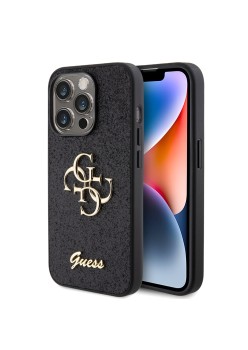 Husa pentru iPhone 15 Pro - Guess Glitter Script Big 4G (GUHCP15LHG4SGK)- Black