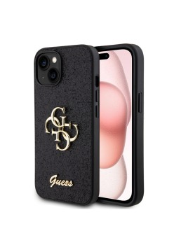 Husa pentru iPhone 15 / iPhone 14 / iPhone 13 - Guess Glitter Script Big 4G (GUHCP15SHG4SGK) - Black