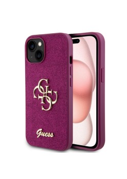 Husa pentru iPhone 15 / iPhone 14 / iPhone 13 - Guess Glitter Script Big 4G (GUHCP15SHG4SGU) - Purple