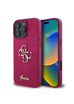 Husa pentru iPhone 16 Pro - Guess Glitter Script Big 4G (GUHCP16LHG4SGU) - Purple