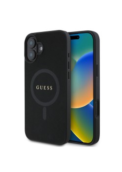 Husa pentru iPhone 16 Plus - Guess Saffiano Classic Logo MagSafe (GUHMP16MPSAHMCK) - Black