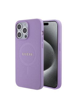 Husa pentru iPhone 15 Pro Max - Guess Saffiano MagSafe (GUHMP15XPSAHMCU) - Purple