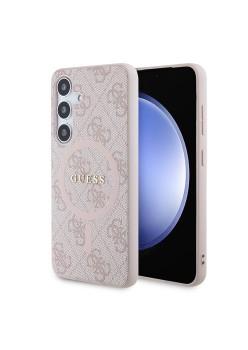 Husa pentru Samsung Galaxy S24 - Guess 4G Collection Leather MagSafe (GUHMS24SG4GFRP) - Pink