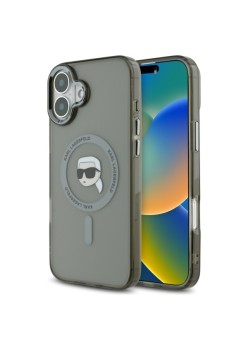 Husa pentru iPhone 16 - Karl Lagerfeld IML MagSafe (KLHMP16SHLSKIK) - Metal Karls Head