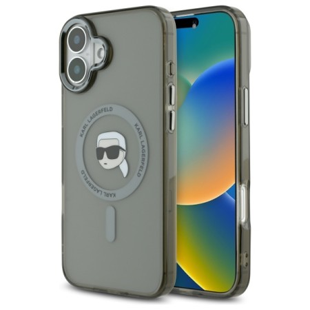Husa pentru iPhone 16 - Karl Lagerfeld IML MagSafe (KLHMP16SHLSKIK) - Metal Karls Head