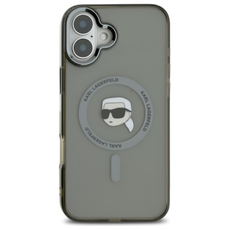 Husa pentru iPhone 16 - Karl Lagerfeld IML MagSafe (KLHMP16SHLSKIK) - Metal Karls Head