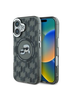 Husa pentru iPhone 16 - Karl Lagerfeld IML MagSafe (KLHMP16SHMCKMHK) - Monogram KarlandChoupette Head
