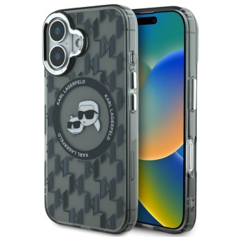 Husa pentru iPhone 16 - Karl Lagerfeld IML MagSafe (KLHMP16SHMCKMHK) - Monogram KarlandChoupette Head