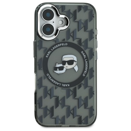 Husa pentru iPhone 16 - Karl Lagerfeld IML MagSafe (KLHMP16SHMCKMHK) - Monogram KarlandChoupette Head