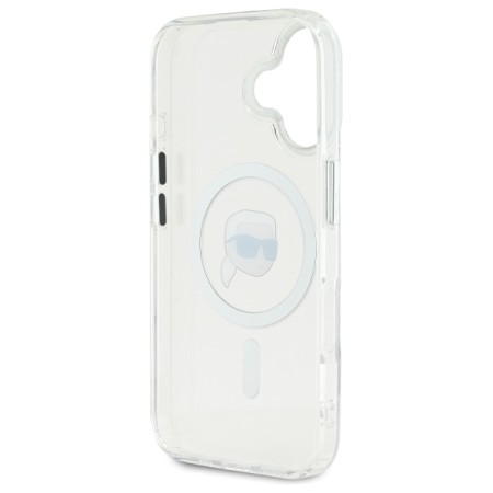 Husa pentru iPhone 16 - Karl Lagerfeld IML MagSafe (KLHMP16SHLSKIH) - White Karls Head
