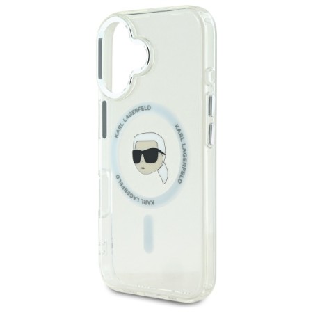 Husa pentru iPhone 16 - Karl Lagerfeld IML MagSafe (KLHMP16SHLSKIH) - White Karls Head