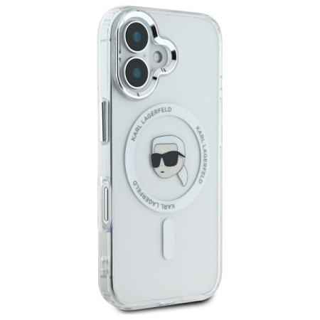 Husa pentru iPhone 16 - Karl Lagerfeld IML MagSafe (KLHMP16SHLSKIH) - White Karls Head