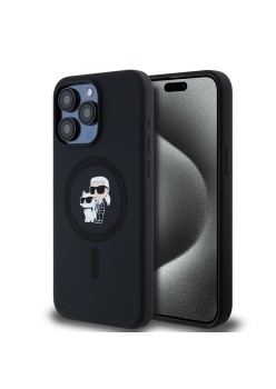 Husa pentru iPhone 15 Pro Max - Karl Lagerfeld Silicone Ring MagSafe (KLHMP15XSCMKCRHK) - KarlandChoupette