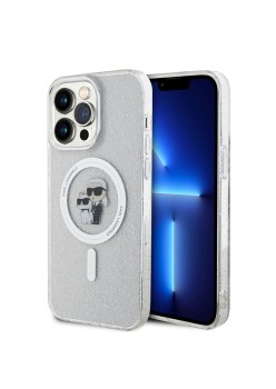 Husa pentru iPhone 15 Pro Max - Karl Lagerfeld Glitter MagSafe (KLHMP15XHGKCNOT) - Transparent KarlandChoupette