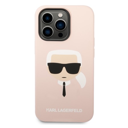 Husa pentru iPhone 14 Pro - Karl Lagerfeld Silicone MagSafe (KLHMP14LSLKHLP) - Light Pink Karls Head