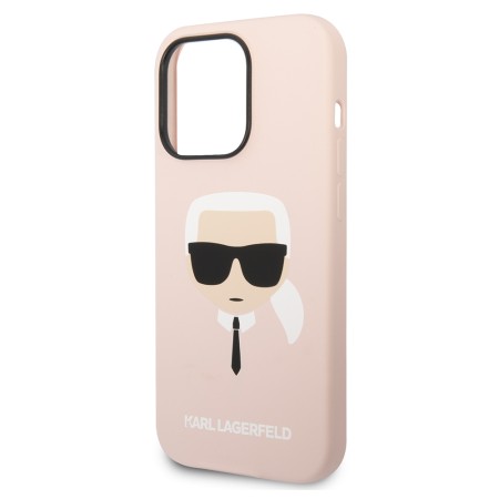 Husa pentru iPhone 14 Pro - Karl Lagerfeld Silicone MagSafe (KLHMP14LSLKHLP) - Light Pink Karls Head