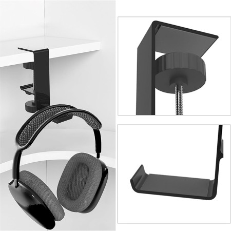 Suport pentru Birou Multifunctional, Organizator Genti, Casti, Black