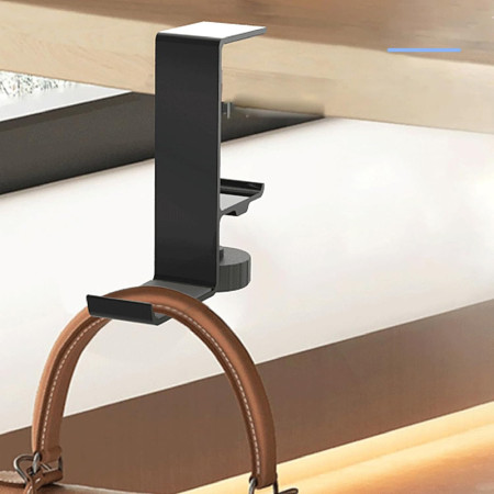 Suport pentru Birou Multifunctional, Organizator Genti, Casti, Black