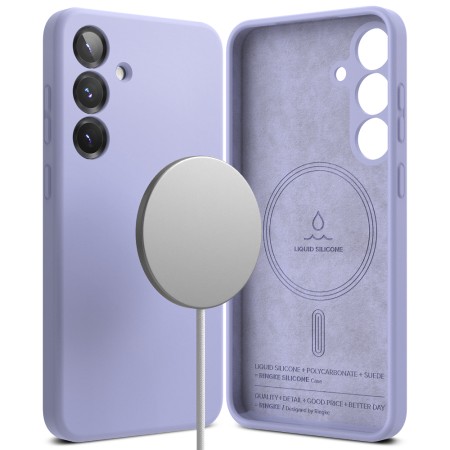 Husa pentru Samsung Galaxy S25 - Ringke Silicone Magnetic MagSafe - Lavender