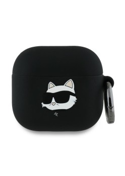 Husa pentru Apple AirPods 4 - Karl Lagerfeld Silicone Choupette Head 3D - Black