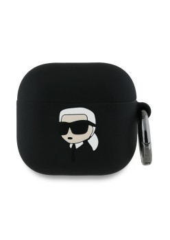 Husa pentru Apple AirPods 4 - Karl Lagerfeld Silicone Karl Head 3D - Black