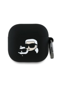 Husa pentru Apple AirPods 4 - Karl Lagerfeld Silicone KarlandChaupette Head 3D - Black