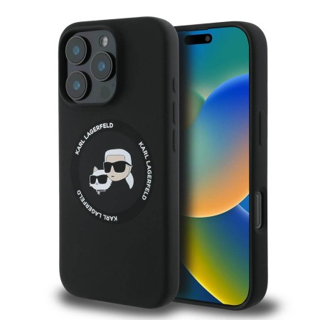 Husa pentru iPhone 16 Pro - Karl Lagerfeld Silicone MagSafe - KarlandChoupette Heads