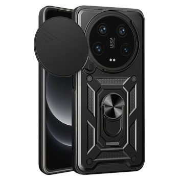 Husa pentru Xiaomi 14 Ultra, Slide si Snap Premium, Magnetic Ring, Negru