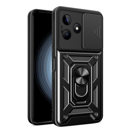 Husa pentru Realme C51 / Note 50, Slide si Snap Premium, Magnetic Ring, Negru