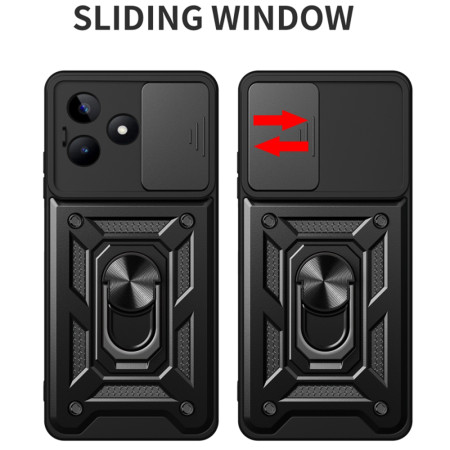 Husa pentru Realme C51 / Note 50, Slide si Snap Premium, Magnetic Ring, Negru