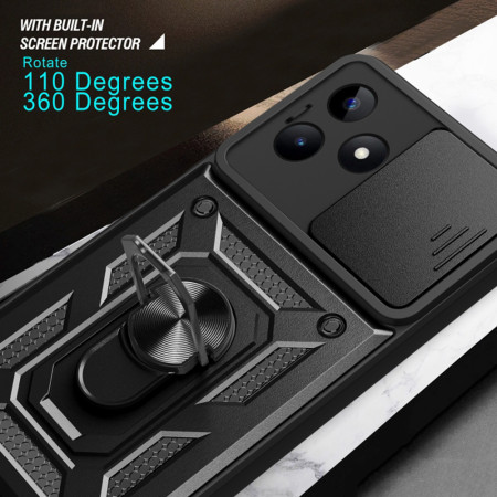 Husa pentru Realme C51 / Note 50, Slide si Snap Premium, Magnetic Ring, Negru
