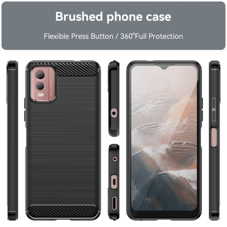 Husa Carbon pentru Nokia C32, Tech Protects, Negru