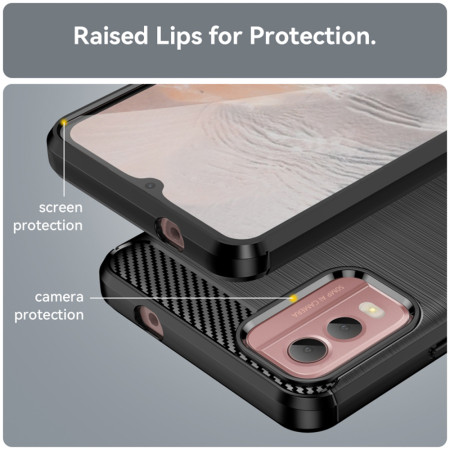 Husa Carbon pentru Nokia C32, Tech Protects, Negru